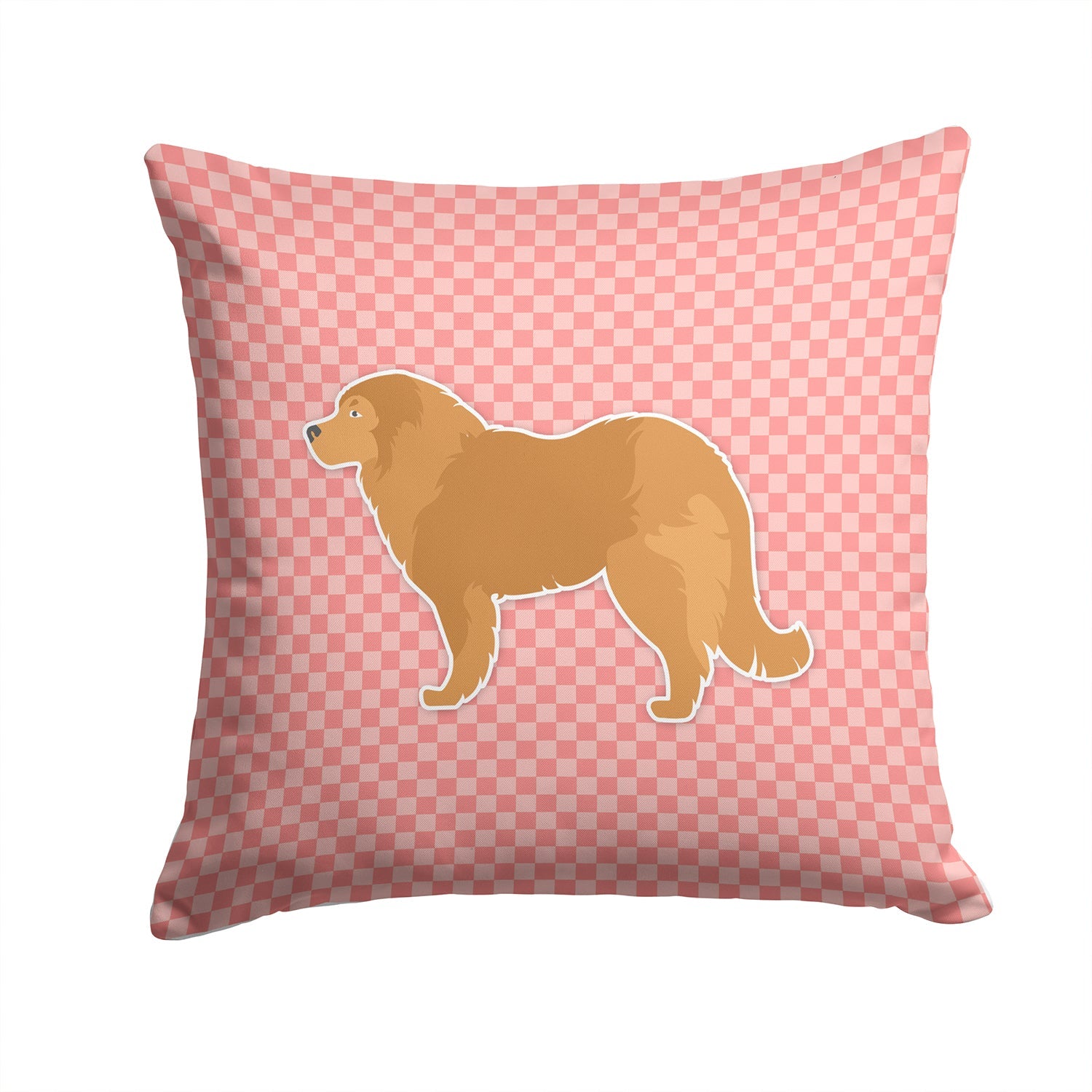 Caucasian Shepherd Dog Checkerboard Pink Decorative Throw Pillow 14x14 Indoor Outdoor Accent Cushion, Fabric Cover with Insert for Sofa, Bed, Porch & Living Room