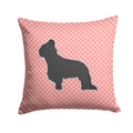 Briard Checkerboard Pink Decorative Throw Pillow 14x14 Indoor Outdoor Accent Cushion, Fabric Cover with Insert for Sofa, Bed, Porch & Living Room