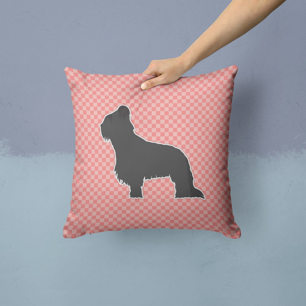 Briard Checkerboard Pink Decorative Throw Pillow 14x14 Indoor Outdoor Accent Cushion, Fabric Cover with Insert for Sofa, Bed, Porch & Living Room