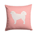 Polish Tatra Sheepdog Checkerboard Pink Decorative Throw Pillow 14x14 Indoor Outdoor Accent Cushion, Fabric Cover with Insert for Sofa, Bed, Porch & Living Room