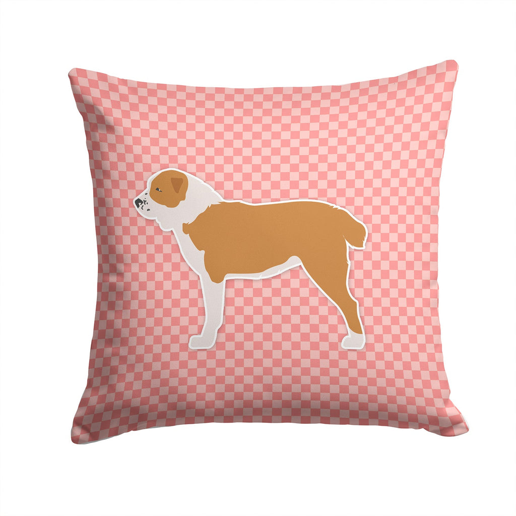 Central Asian Shepherd Dog Checkerboard Pink Decorative Throw Pillow 14x14 Indoor Outdoor Accent Cushion, Fabric Cover with Insert for Sofa, Bed, Porch & Living Room