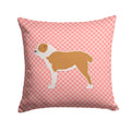Central Asian Shepherd Dog Checkerboard Pink Decorative Throw Pillow 14x14 Indoor Outdoor Accent Cushion, Fabric Cover with Insert for Sofa, Bed, Porch & Living Room