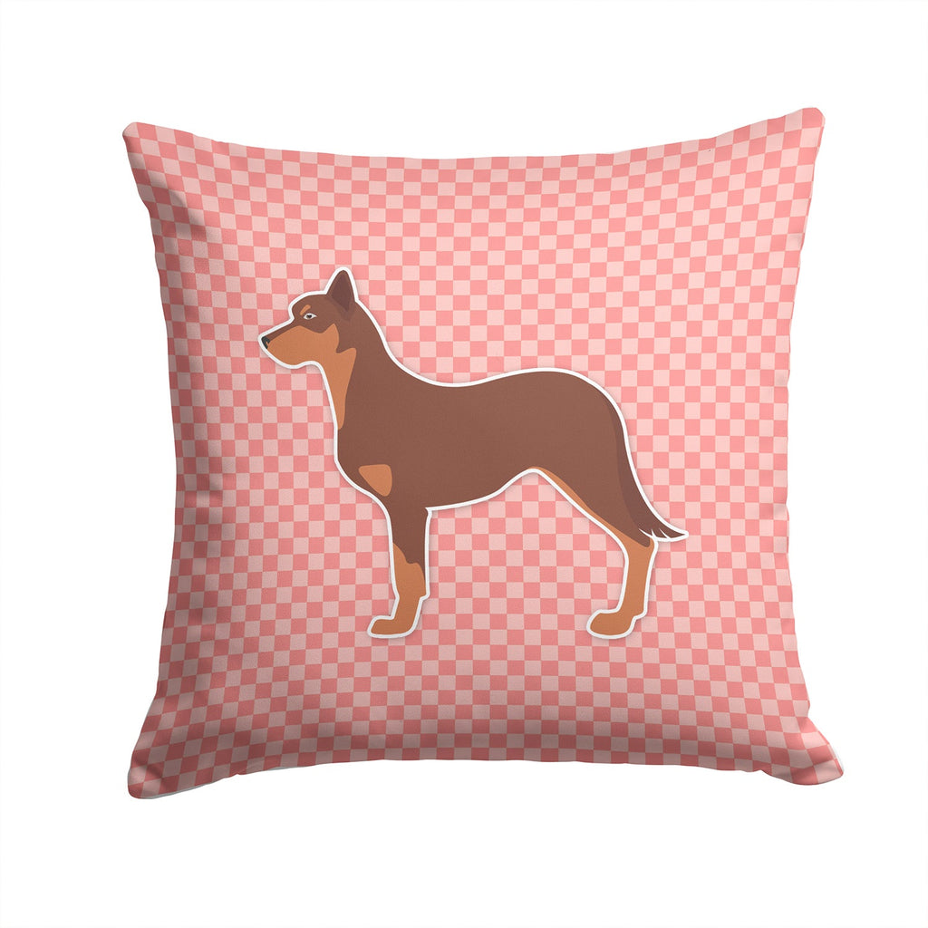 Australian Kelpie Dog Checkerboard Pink Decorative Throw Pillow 14x14 Indoor Outdoor Accent Cushion, Fabric Cover with Insert for Sofa, Bed, Porch & Living Room