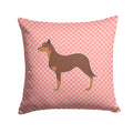 Australian Kelpie Dog Checkerboard Pink Decorative Throw Pillow 14x14 Indoor Outdoor Accent Cushion, Fabric Cover with Insert for Sofa, Bed, Porch & Living Room