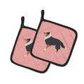 Sheltie/Shetland Sheepdog Checkerboard Pink Pot Holder Set of 2 Heat Resistant Quilted Hot Pads 7.5 x 7.5 Inch, Insulated Kitchen Trivets for Cooking & Baking