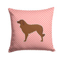 Portuguese Sheepdog Dog Checkerboard Pink Decorative Throw Pillow 14x14 Indoor Outdoor Accent Cushion, Fabric Cover with Insert for Sofa, Bed, Porch & Living Room