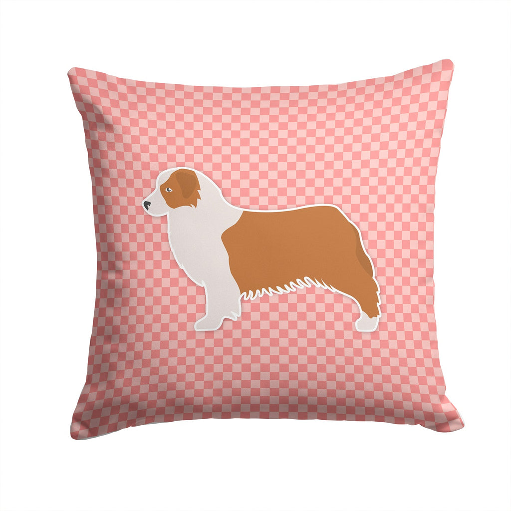 Australian Shepherd Dog Checkerboard Pink Decorative Throw Pillow 14x14 Indoor Outdoor Accent Cushion, Fabric Cover with Insert for Sofa, Bed, Porch & Living Room