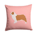 Australian Shepherd Dog Checkerboard Pink Decorative Throw Pillow 14x14 Indoor Outdoor Accent Cushion, Fabric Cover with Insert for Sofa, Bed, Porch & Living Room