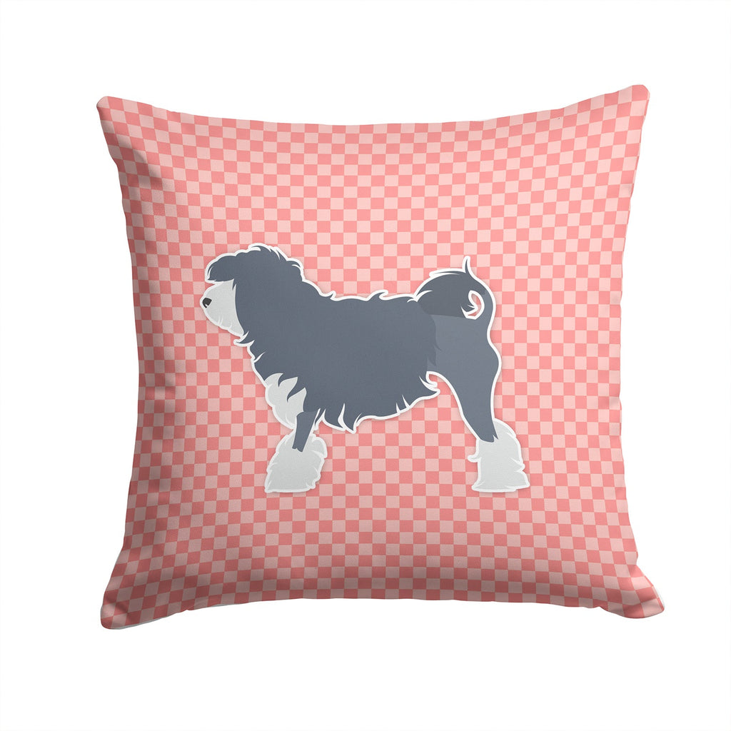 Lowchen Checkerboard Pink Decorative Throw Pillow 14x14 Indoor Outdoor Accent Cushion, Fabric Cover with Insert for Sofa, Bed, Porch & Living Room