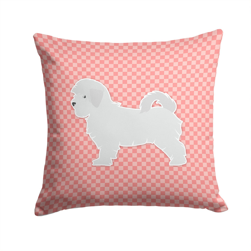 Maltese Checkerboard Pink Decorative Throw Pillow 14x14 Indoor Outdoor Accent Cushion, Fabric Cover with Insert for Sofa, Bed, Porch & Living Room
