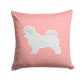 Maltese Checkerboard Pink Decorative Throw Pillow 14x14 Indoor Outdoor Accent Cushion, Fabric Cover with Insert for Sofa, Bed, Porch & Living Room