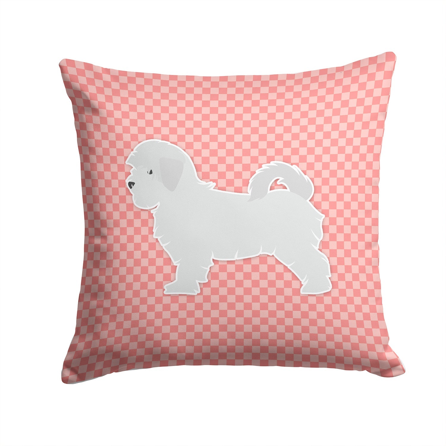 Maltese Checkerboard Pink Decorative Throw Pillow 14x14 Indoor Outdoor Accent Cushion, Fabric Cover with Insert for Sofa, Bed, Porch & Living Room