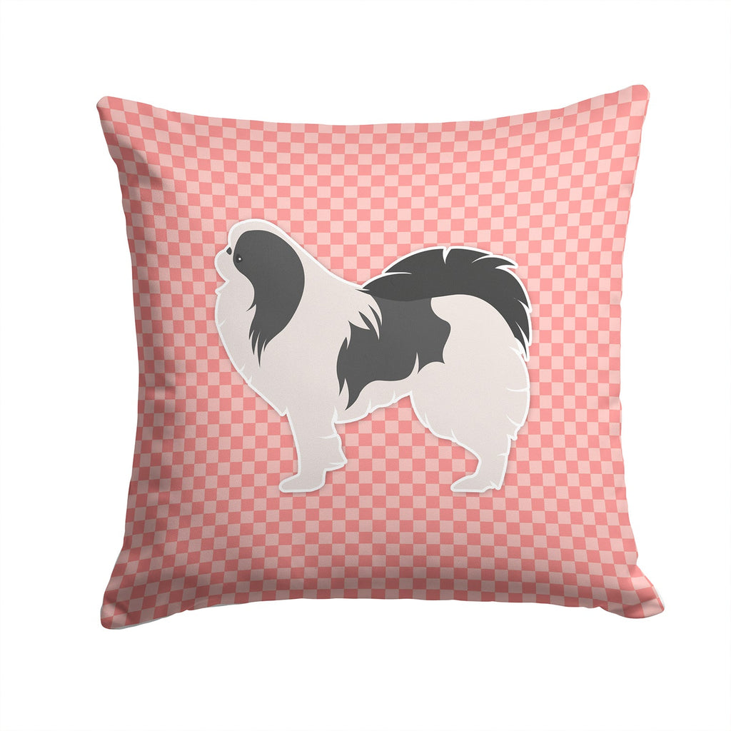 Japanese Chin Checkerboard Pink Decorative Throw Pillow 14x14 Indoor Outdoor Accent Cushion, Fabric Cover with Insert for Sofa, Bed, Porch & Living Room