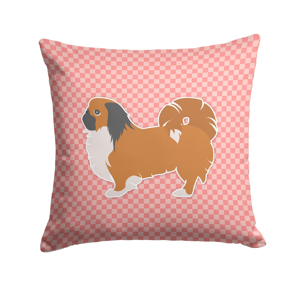 Pekingese Checkerboard Pink Decorative Throw Pillow 14x14 Indoor Outdoor Accent Cushion, Fabric Cover with Insert for Sofa, Bed, Porch & Living Room
