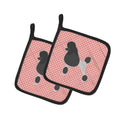 Poodle Checkerboard Pink Pot Holder Set of 2 Heat Resistant Quilted Hot Pads 7.5 x 7.5 Inch, Insulated Kitchen Trivets for Cooking & Baking