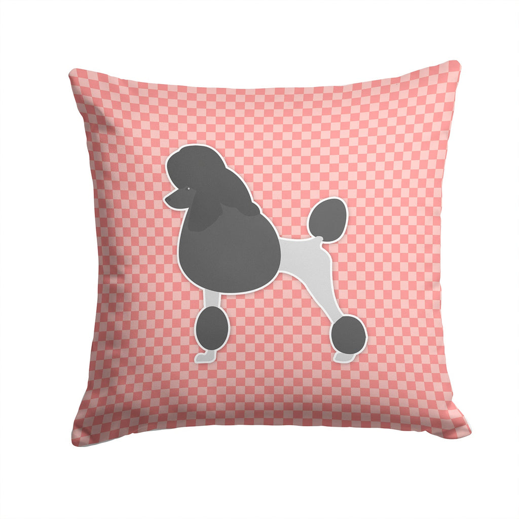 Poodle Checkerboard Pink Decorative Throw Pillow 14x14 Indoor Outdoor Accent Cushion, Fabric Cover with Insert for Sofa, Bed, Porch & Living Room