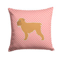 Brussels Griffon Checkerboard Pink Decorative Throw Pillow 14x14 Indoor Outdoor Accent Cushion, Fabric Cover with Insert for Sofa, Bed, Porch & Living Room