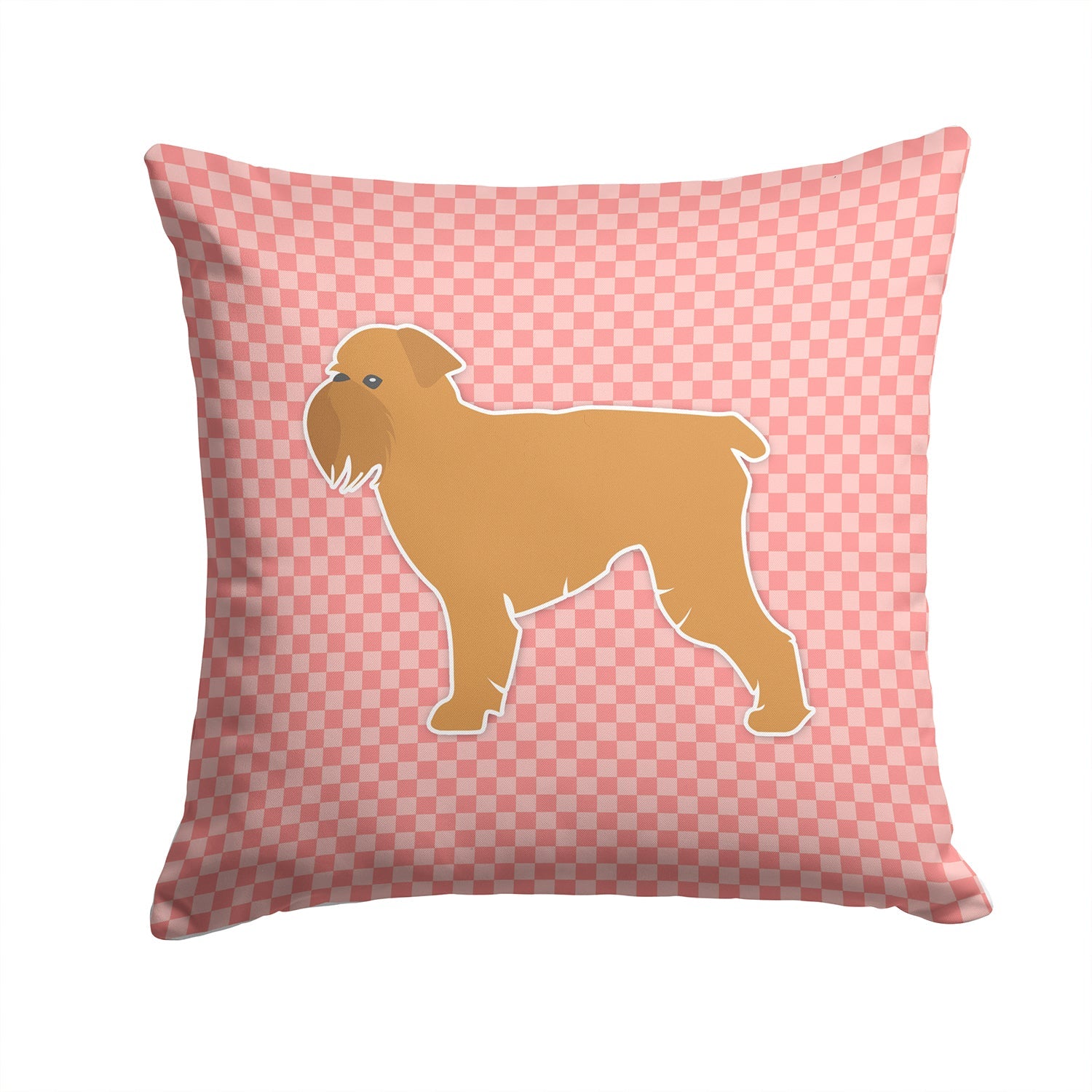 Brussels Griffon Checkerboard Pink Decorative Throw Pillow 14x14 Indoor Outdoor Accent Cushion, Fabric Cover with Insert for Sofa, Bed, Porch & Living Room
