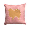 Pomeranian Checkerboard Pink Decorative Throw Pillow 14x14 Indoor Outdoor Accent Cushion, Fabric Cover with Insert for Sofa, Bed, Porch & Living Room