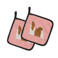 Shih Tzu Checkerboard Pink Pot Holder Set of 2 Heat Resistant Quilted Hot Pads 7.5 x 7.5 Inch, Insulated Kitchen Trivets for Cooking & Baking