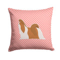 Shih Tzu Checkerboard Pink Decorative Throw Pillow 14x14 Indoor Outdoor Accent Cushion, Fabric Cover with Insert for Sofa, Bed, Porch & Living Room