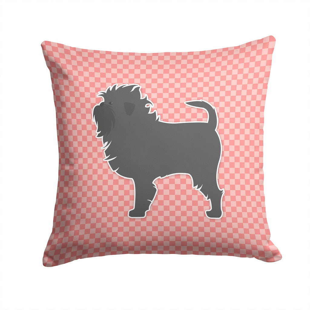 Affenpinscher Checkerboard Pink Decorative Throw Pillow 14x14 Indoor Outdoor Accent Cushion, Fabric Cover with Insert for Sofa, Bed, Porch & Living Room