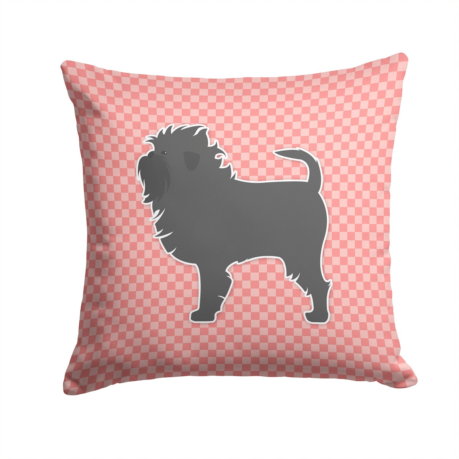 Affenpinscher Checkerboard Pink Decorative Throw Pillow 14x14 Indoor Outdoor Accent Cushion, Fabric Cover with Insert for Sofa, Bed, Porch & Living Room