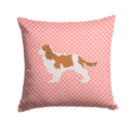 Cavalier King Charles Spaniel Checkerboard Pink Decorative Throw Pillow 14x14 Indoor Outdoor Accent Cushion, Fabric Cover with Insert for Sofa, Bed, Porch & Living Room