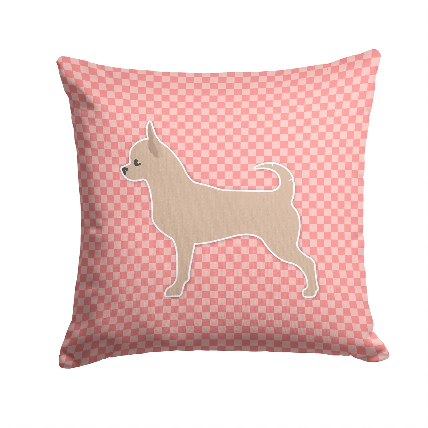 Chihuahua Checkerboard Pink Decorative Throw Pillow 14x14 Indoor Outdoor Accent Cushion, Fabric Cover with Insert for Sofa, Bed, Porch & Living Room