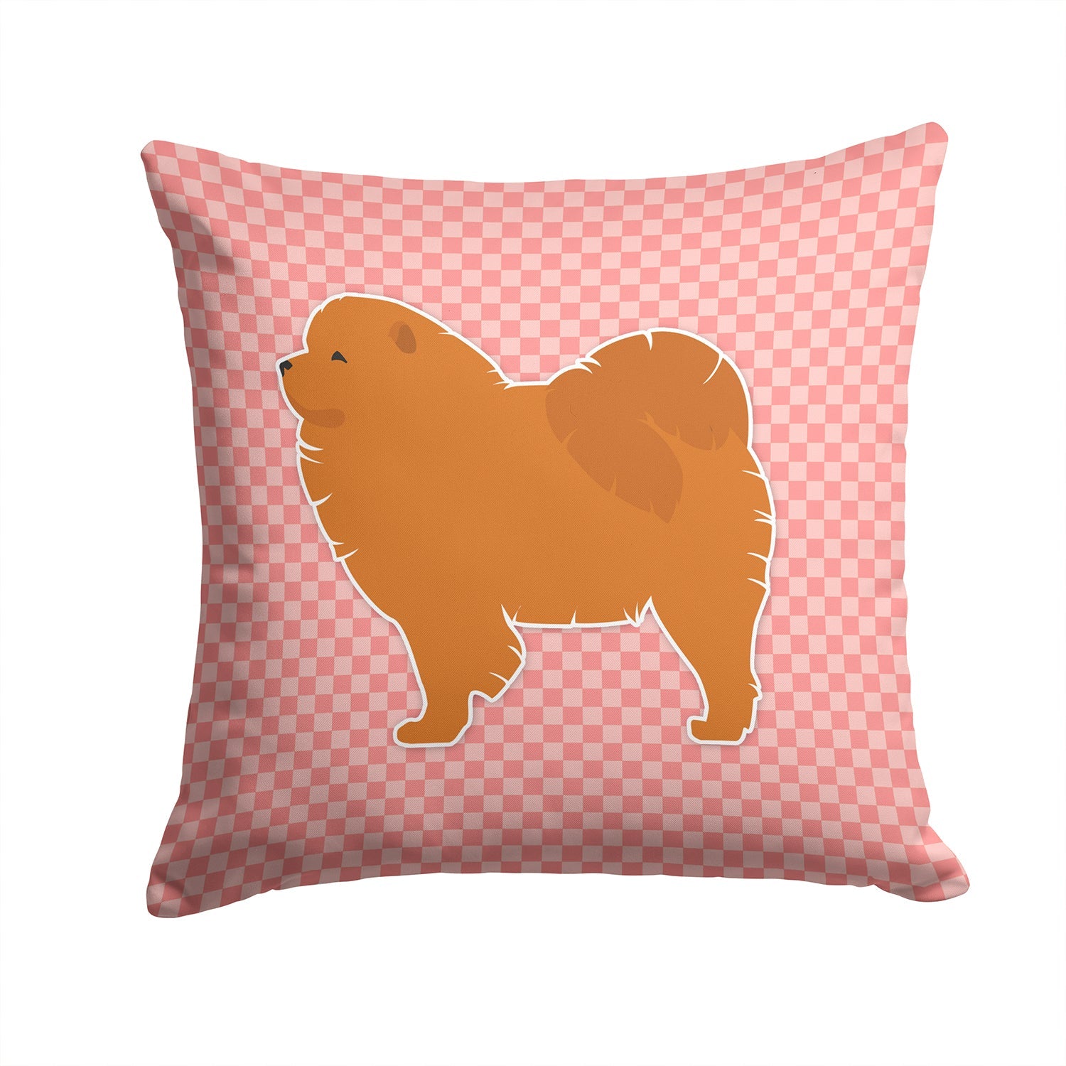 Chow Chow Checkerboard Pink Decorative Throw Pillow 14x14 Indoor Outdoor Accent Cushion, Fabric Cover with Insert for Sofa, Bed, Porch & Living Room