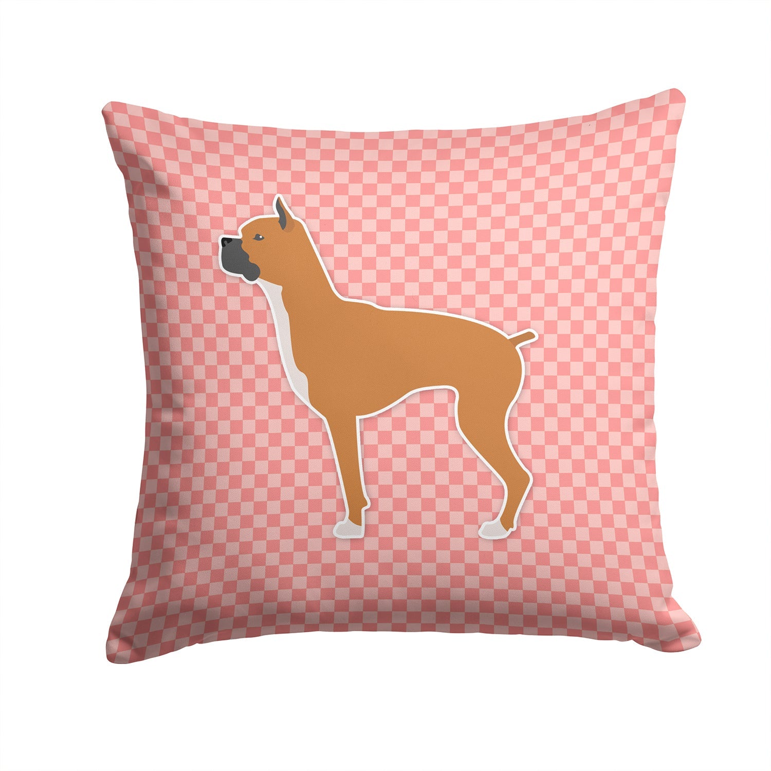 Boxer Checkerboard Pink Decorative Throw Pillow 14x14 Indoor Outdoor Accent Cushion, Fabric Cover with Insert for Sofa, Bed, Porch & Living Room