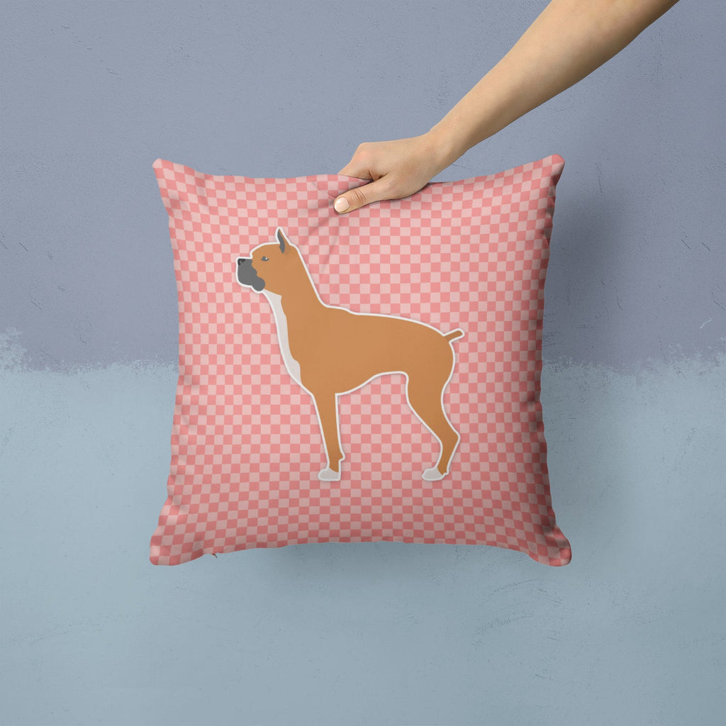 Boxer Checkerboard Pink Decorative Throw Pillow 14x14 Indoor Outdoor Accent Cushion, Fabric Cover with Insert for Sofa, Bed, Porch & Living Room