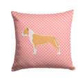 Staffordshire Bull Terrier Checkerboard Pink Decorative Throw Pillow 14x14 Indoor Outdoor Accent Cushion, Fabric Cover with Insert for Sofa, Bed, Porch & Living Room