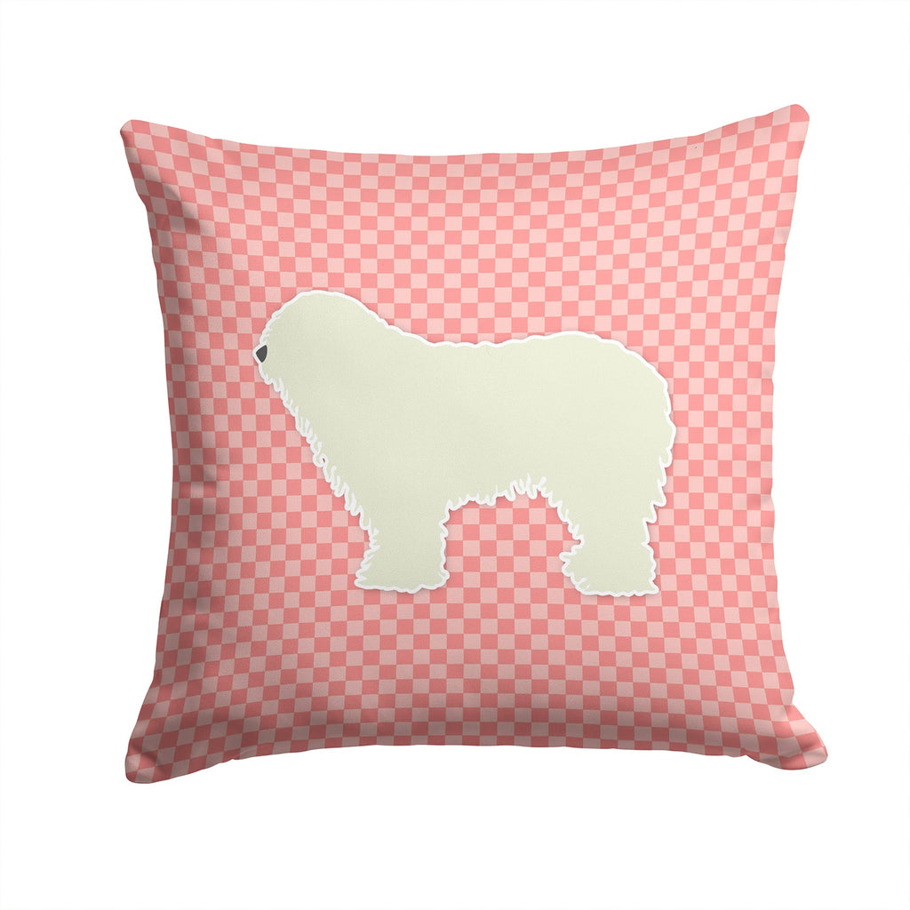 Komondor Checkerboard Pink Decorative Throw Pillow 14x14 Indoor Outdoor Accent Cushion, Fabric Cover with Insert for Sofa, Bed, Porch & Living Room