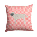 English Mastiff Checkerboard Pink Decorative Throw Pillow 14x14 Indoor Outdoor Accent Cushion, Fabric Cover with Insert for Sofa, Bed, Porch & Living Room