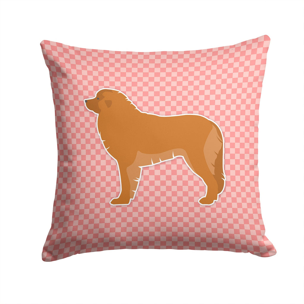 Leonberger Checkerboard Pink Decorative Throw Pillow 14x14 Indoor Outdoor Accent Cushion, Fabric Cover with Insert for Sofa, Bed, Porch & Living Room