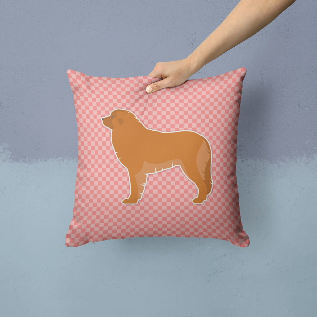 Leonberger Checkerboard Pink Decorative Throw Pillow 14x14 Indoor Outdoor Accent Cushion, Fabric Cover with Insert for Sofa, Bed, Porch & Living Room