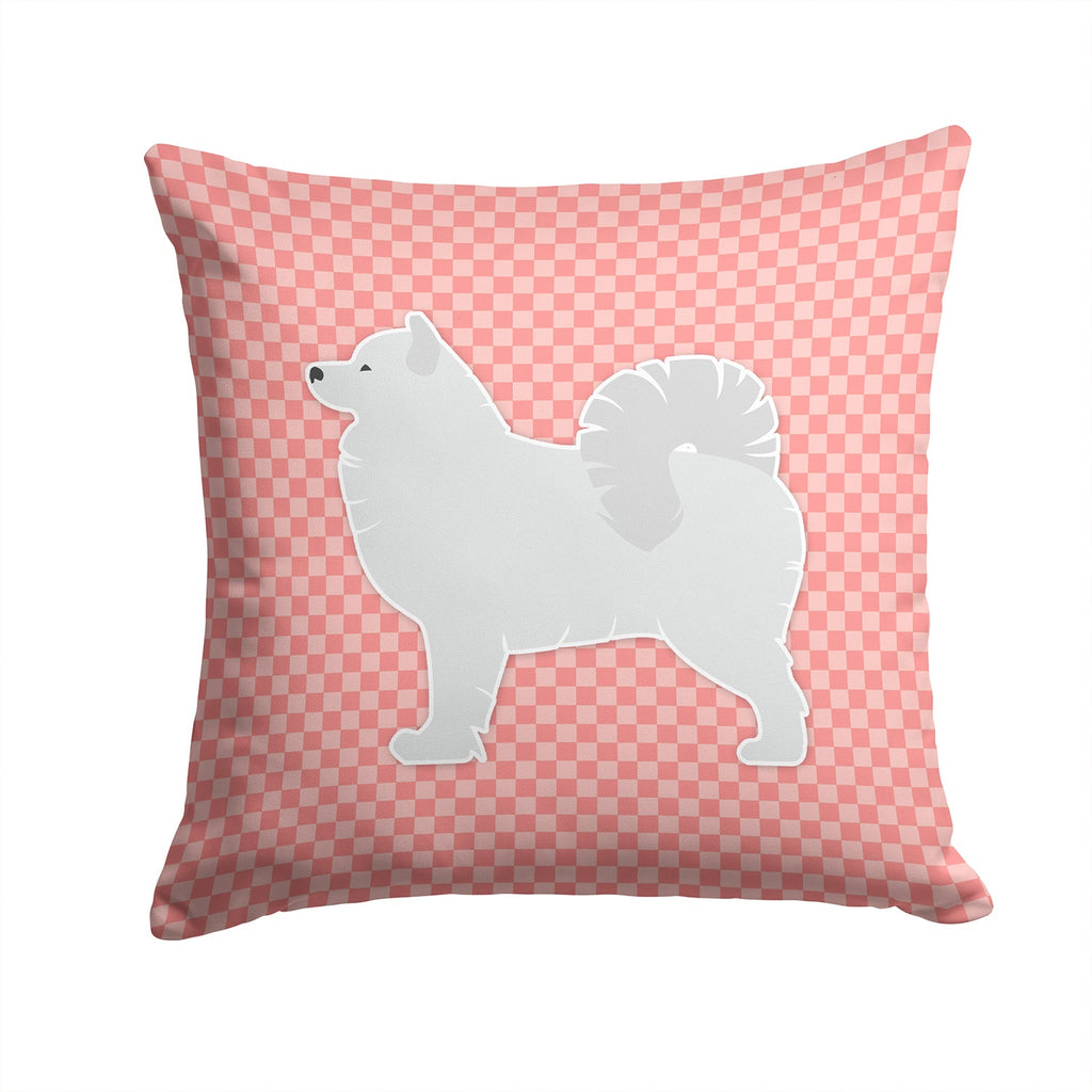 Samoyed Checkerboard Pink Decorative Throw Pillow 14x14 Indoor Outdoor Accent Cushion, Fabric Cover with Insert for Sofa, Bed, Porch & Living Room