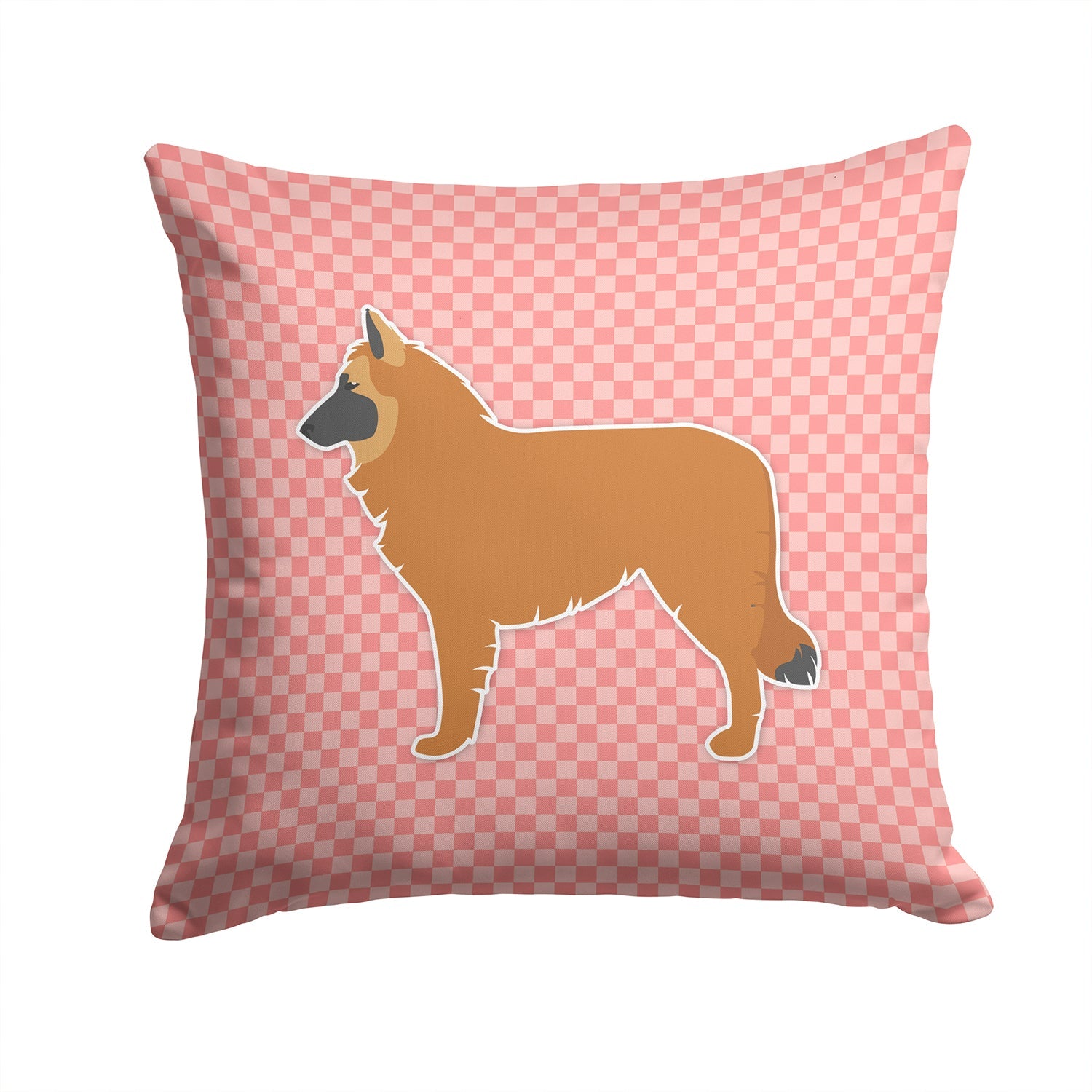 Belgian Shepherd Checkerboard Pink Decorative Throw Pillow 14x14 Indoor Outdoor Accent Cushion, Fabric Cover with Insert for Sofa, Bed, Porch & Living Room