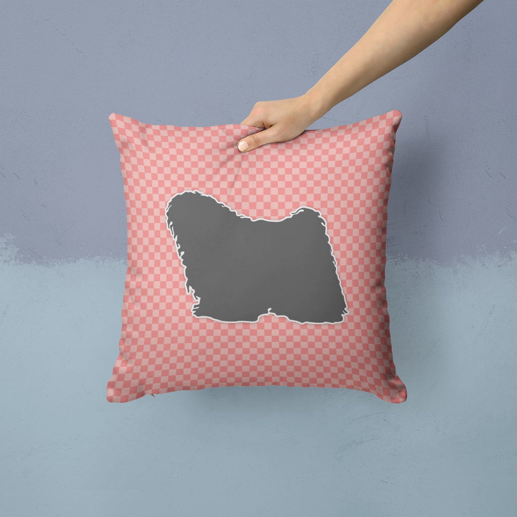 Puli Checkerboard Pink Decorative Throw Pillow 14x14 Indoor Outdoor Accent Cushion, Fabric Cover with Insert for Sofa, Bed, Porch & Living Room