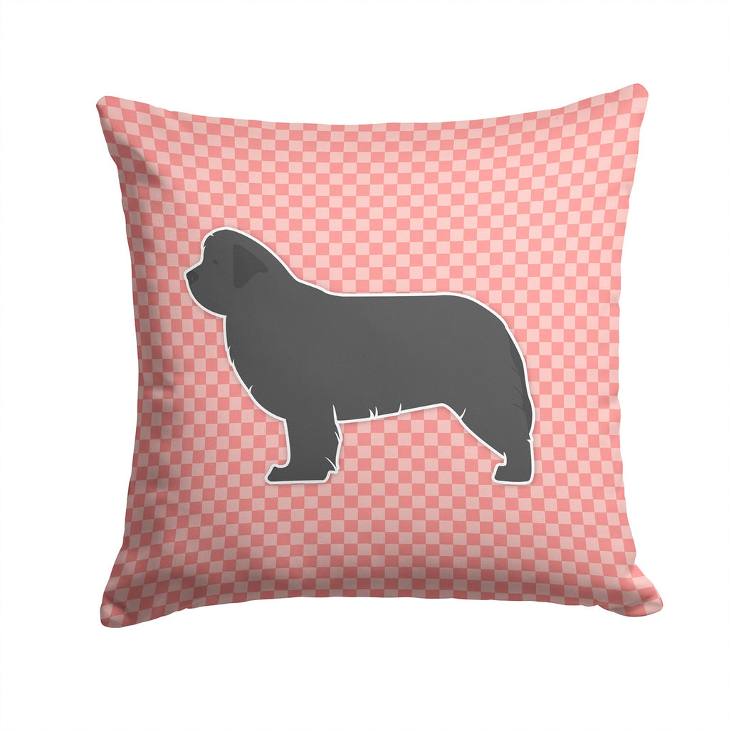 Newfoundland Checkerboard Pink Decorative Throw Pillow 14x14 Indoor Outdoor Accent Cushion, Fabric Cover with Insert for Sofa, Bed, Porch & Living Room