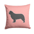 Newfoundland Checkerboard Pink Decorative Throw Pillow 14x14 Indoor Outdoor Accent Cushion, Fabric Cover with Insert for Sofa, Bed, Porch & Living Room