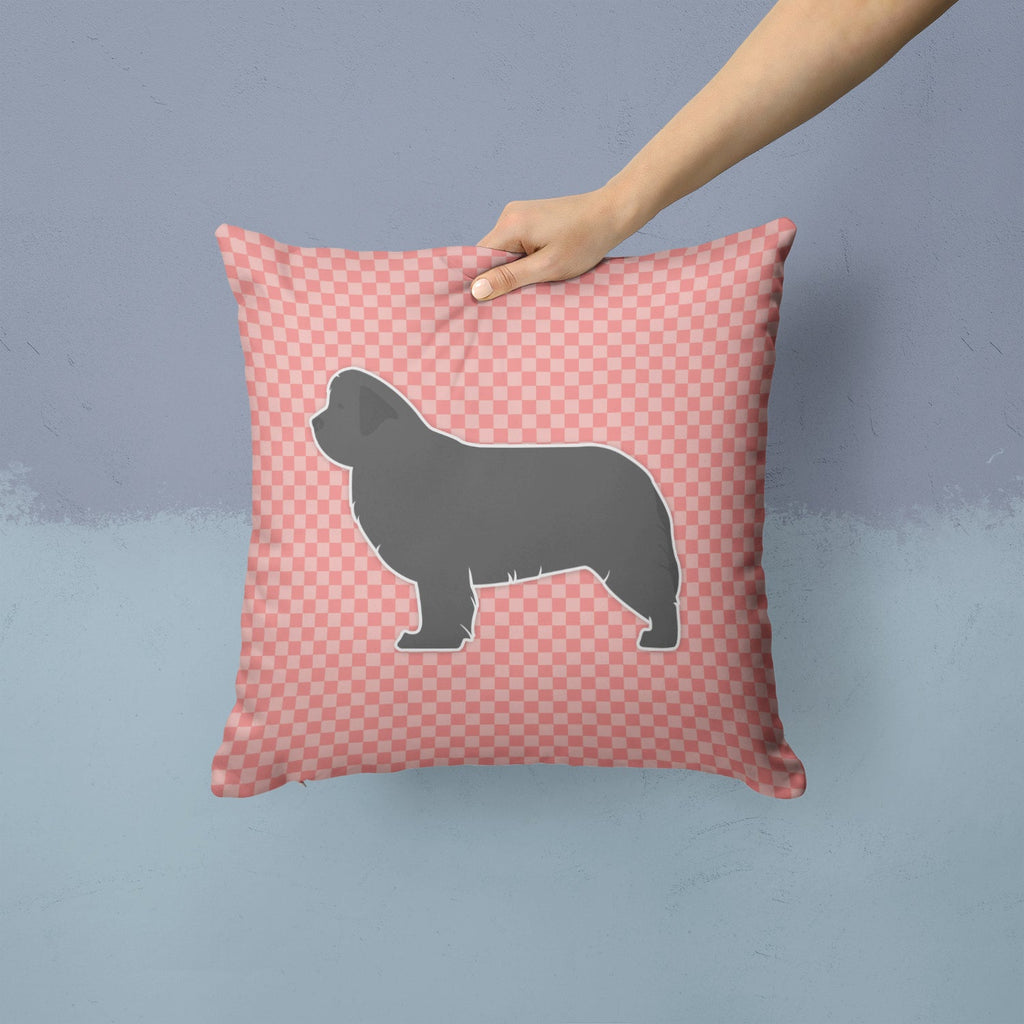 Newfoundland Checkerboard Pink Decorative Throw Pillow 14x14 Indoor Outdoor Accent Cushion, Fabric Cover with Insert for Sofa, Bed, Porch & Living Room