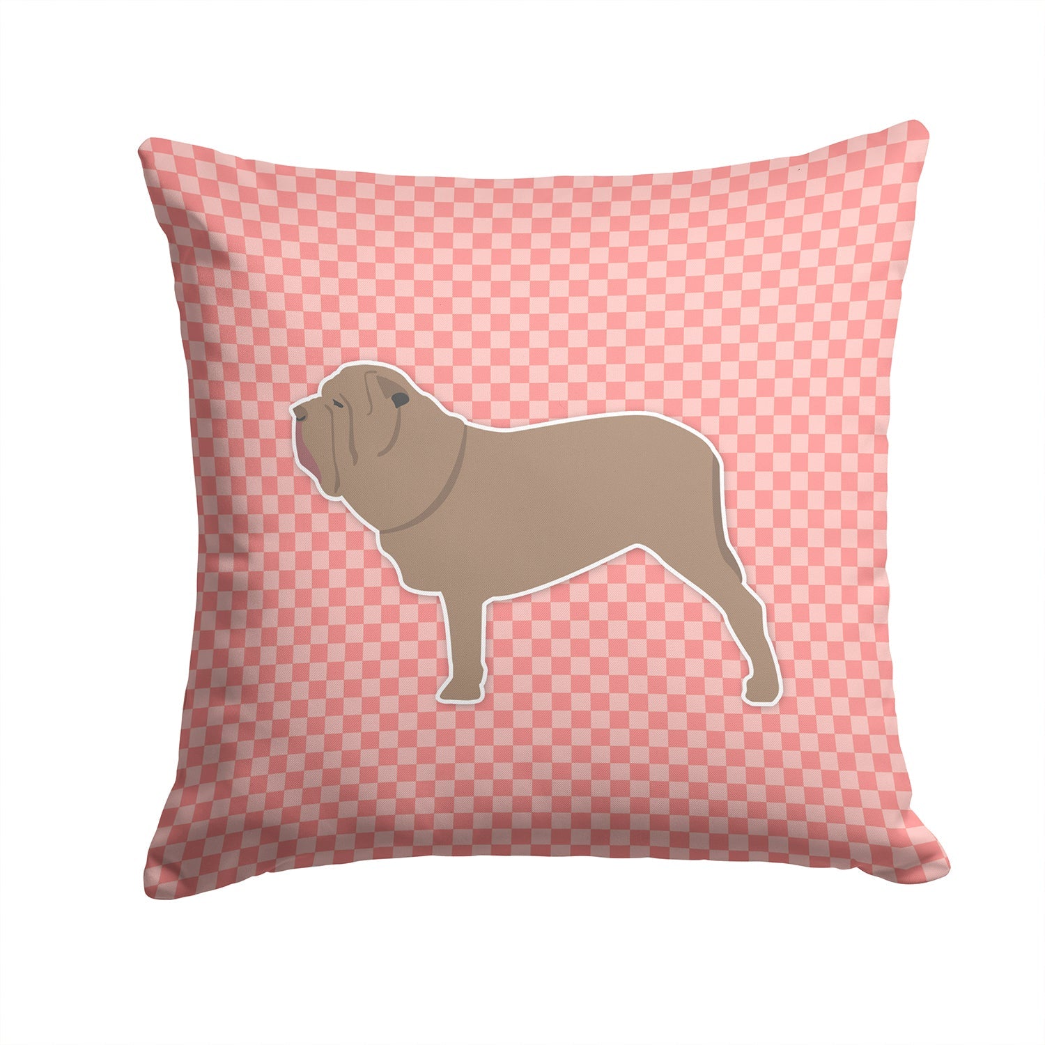 Neapolitan Mastiff Checkerboard Pink Decorative Throw Pillow 14x14 Indoor Outdoor Accent Cushion, Fabric Cover with Insert for Sofa, Bed, Porch & Living Room