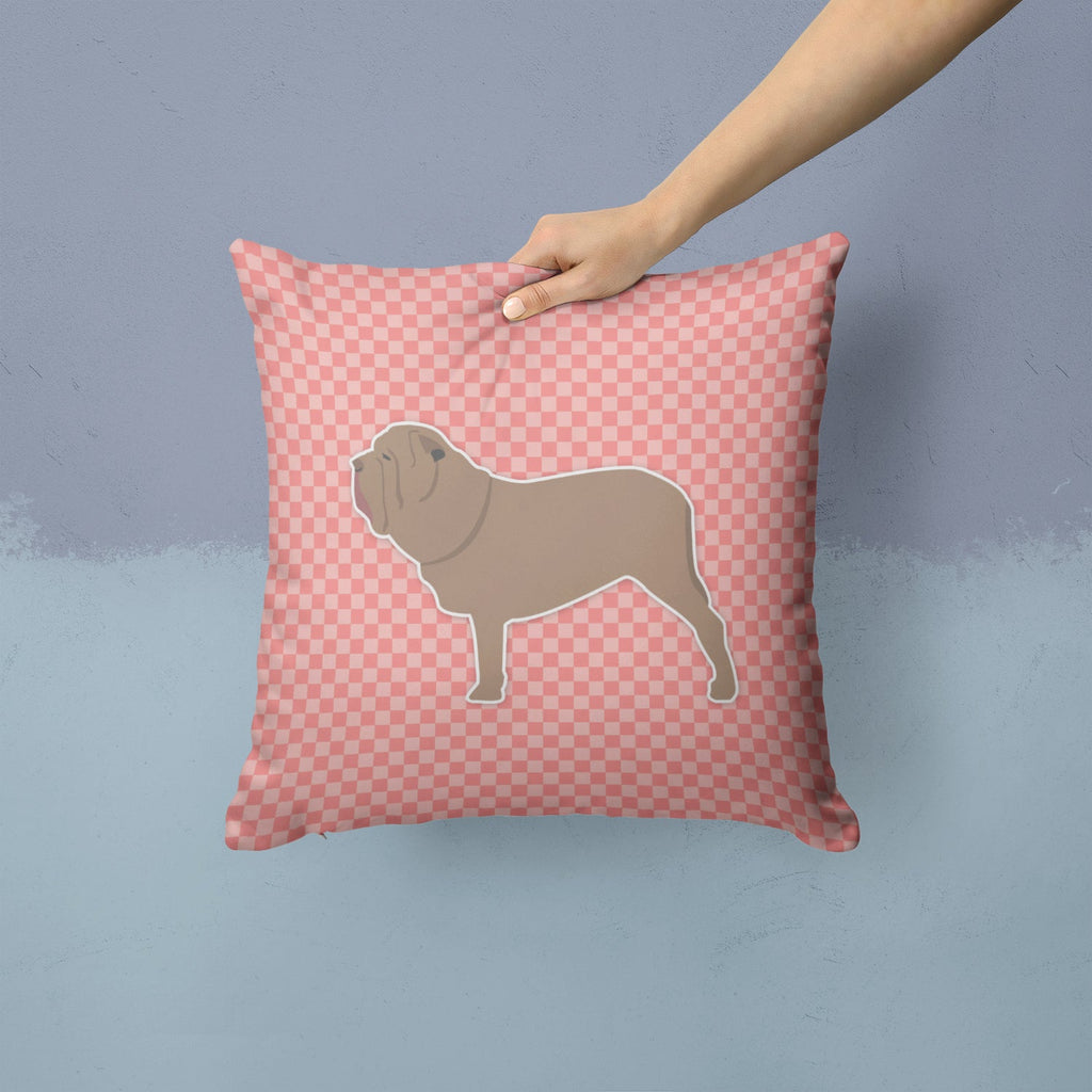 Neapolitan Mastiff Checkerboard Pink Decorative Throw Pillow 14x14 Indoor Outdoor Accent Cushion, Fabric Cover with Insert for Sofa, Bed, Porch & Living Room