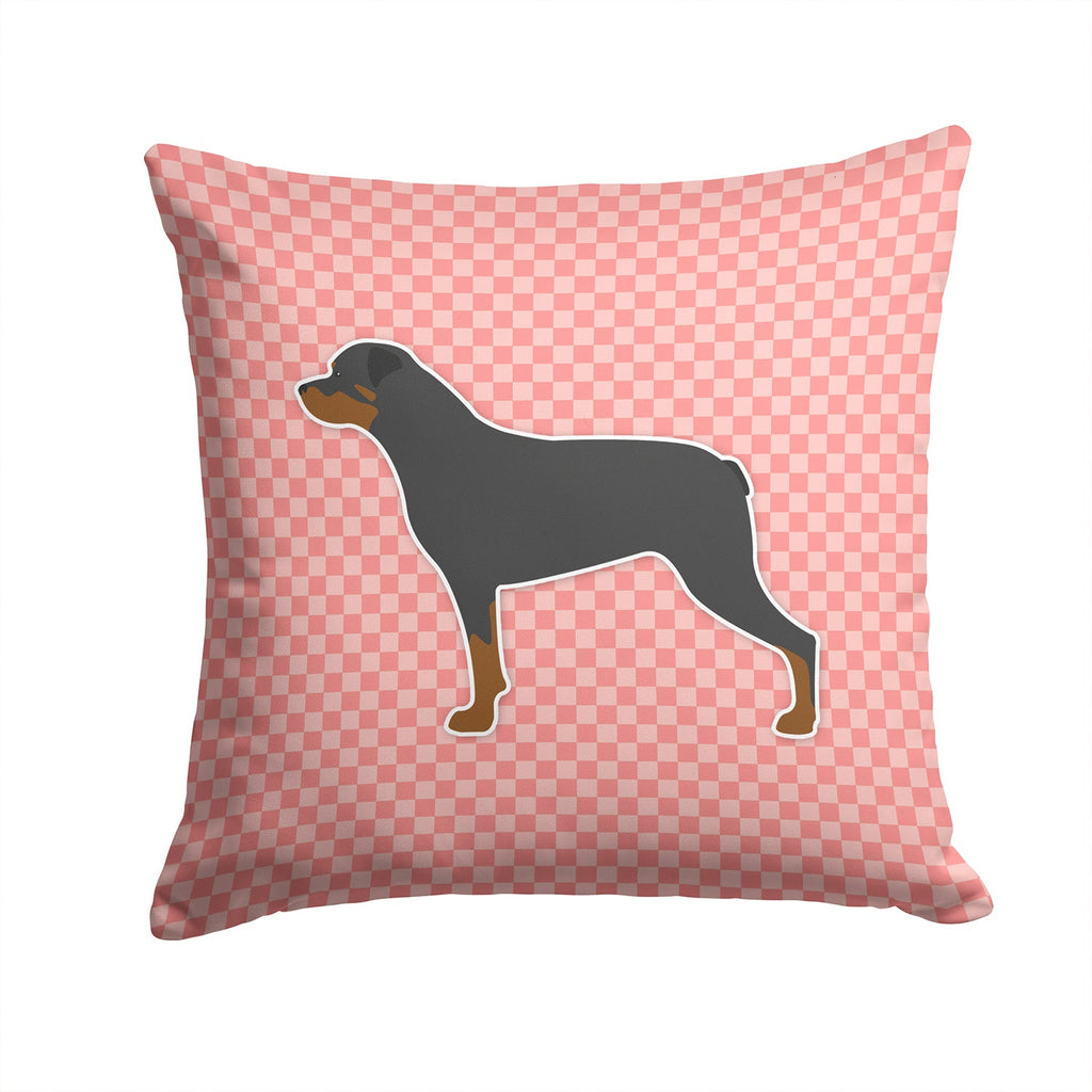 Rottweiler Checkerboard Pink Decorative Throw Pillow 14x14 Indoor Outdoor Accent Cushion, Fabric Cover with Insert for Sofa, Bed, Porch & Living Room