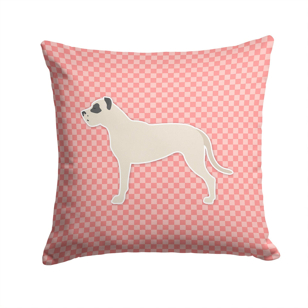 Dogo Argentino Checkerboard Pink Decorative Throw Pillow 14x14 Indoor Outdoor Accent Cushion, Fabric Cover with Insert for Sofa, Bed, Porch & Living Room