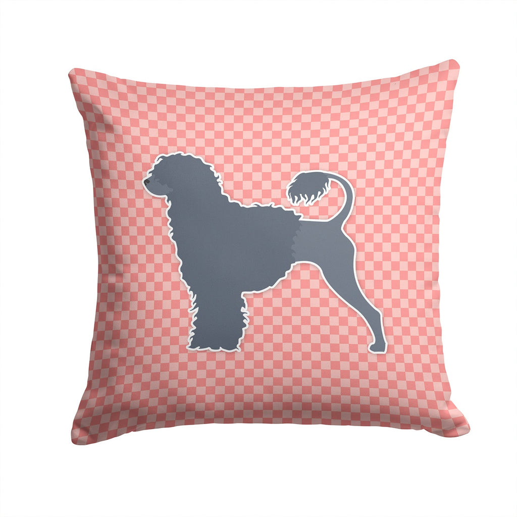 Portuguese Water Dog Checkerboard Pink Decorative Throw Pillow 14x14 Indoor Outdoor Accent Cushion, Fabric Cover with Insert for Sofa, Bed, Porch & Living Room