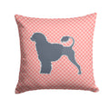 Portuguese Water Dog Checkerboard Pink Decorative Throw Pillow 14x14 Indoor Outdoor Accent Cushion, Fabric Cover with Insert for Sofa, Bed, Porch & Living Room