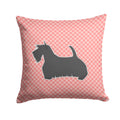 Scottish Terrier Checkerboard Pink Decorative Throw Pillow 14x14 Indoor Outdoor Accent Cushion, Fabric Cover with Insert for Sofa, Bed, Porch & Living Room